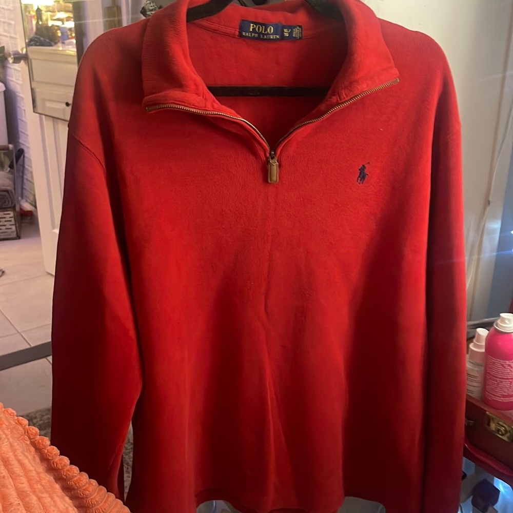 Polo Ralph Lauren Cotton Quarter-Zip Pull Over size XL red